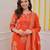  women pure cotton printed orange kurta with pant and dupatta