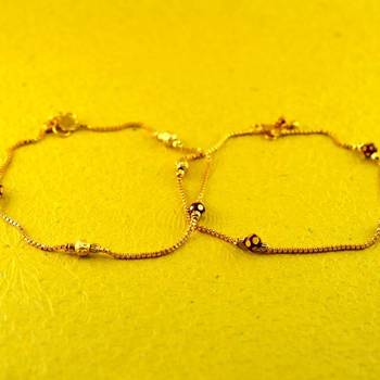 micro gold platted stone moti anklet size-10"inch 2