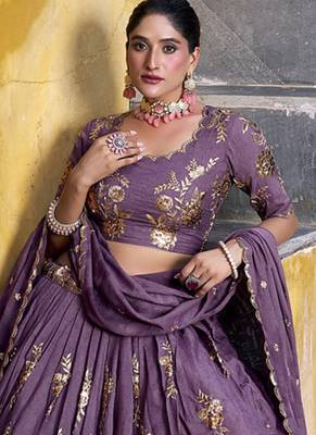 Chocolate Crush Elegance Sequins & Thread Embroidery Chaniya Choli 1