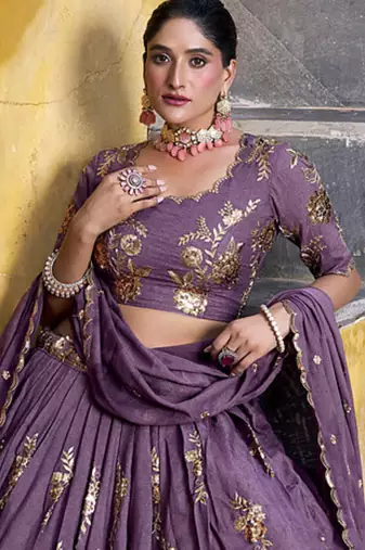 Chocolate Crush Elegance Sequins & Thread Embroidery Chaniya Choli