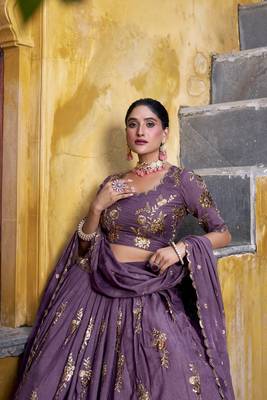 Chocolate Crush Elegance Sequins & Thread Embroidery Chaniya Choli 2