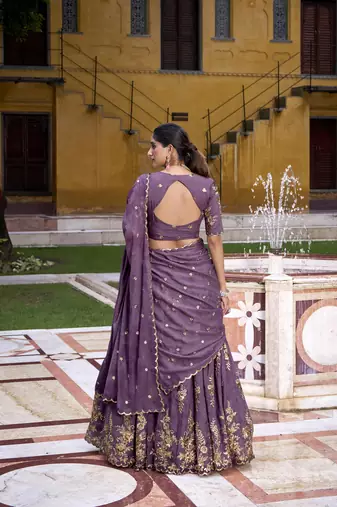 Chocolate Crush Elegance Sequins & Thread Embroidery Chaniya Choli
