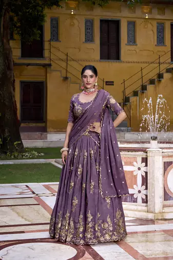 Chocolate Crush Elegance Sequins & Thread Embroidery Chaniya Choli