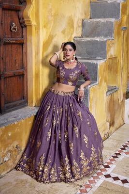 Chocolate Crush Elegance Sequins & Thread Embroidery Chaniya Choli 5