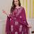  women pure cotton printed purple kurta with pant and dupatta