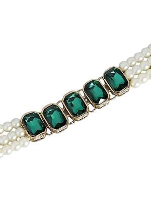Gold plated traditional ethnic pearl stone adjustable kamarband/belly chain/kandora/wait belt for women  4