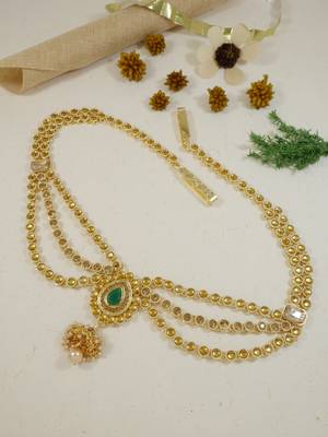 Gold plated traditional kundan stone adjustable kamarband/belly chain/kandora/wait belt for women/girls  1