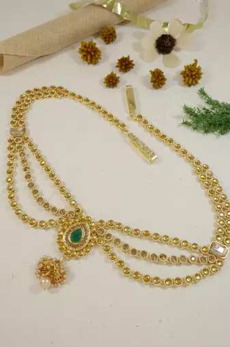 Gold plated traditional kundan stone adjustable kamarband/belly chain/kandora/wait belt for women/girls 