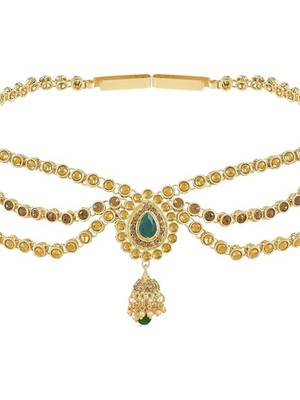 Gold plated traditional kundan stone adjustable kamarband/belly chain/kandora/wait belt for women/girls  3