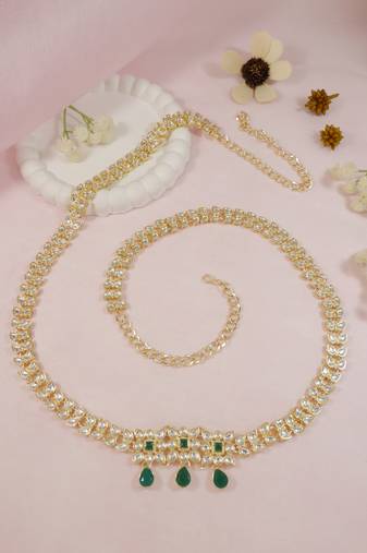 Gold plated traditional kundan adjustable waist chain/belly chain/kamarband for women 