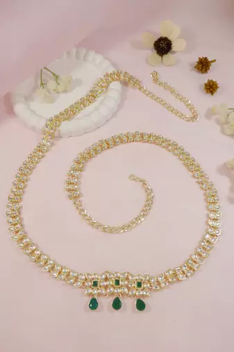 Gold plated traditional kundan adjustable waist chain/belly chain/kamarband for women 
