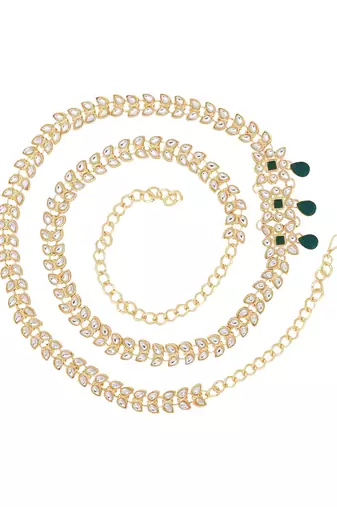 Gold plated traditional kundan adjustable waist chain/belly chain/kamarband for women 