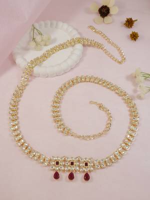 Gold plated traditional kundan adjustable waist chain/belly chain/kamarband for women  1