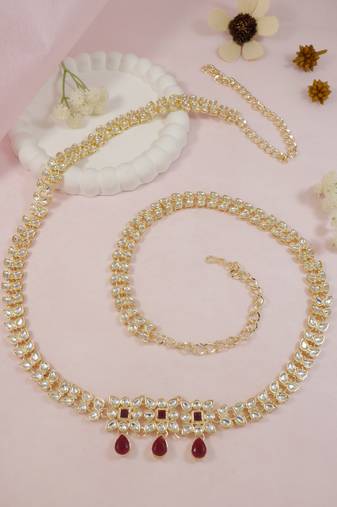Gold plated traditional kundan adjustable waist chain/belly chain/kamarband for women 