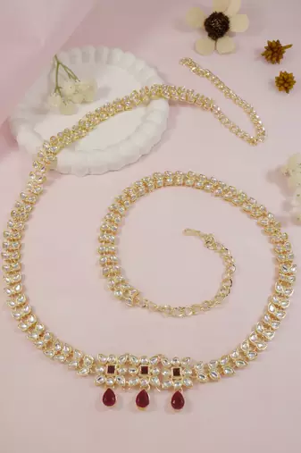 Gold plated traditional kundan adjustable waist chain/belly chain/kamarband for women 