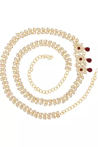 Gold plated traditional kundan adjustable waist chain/belly chain/kamarband for women 