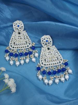 Gold plated traditional kundan & pearl drop dangle earrings for women  1