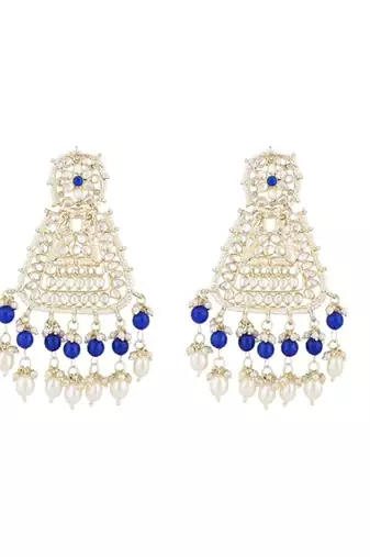 Gold plated traditional kundan & pearl drop dangle earrings for women 