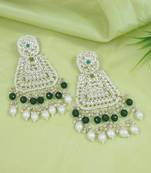 Gold plated traditional kundan & pearl drop dangle earrings for women 