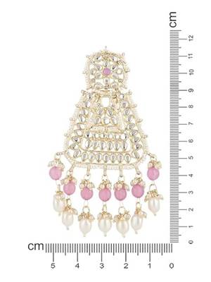 Gold plated traditional kundan & pearl drop dangle earrings for women  5