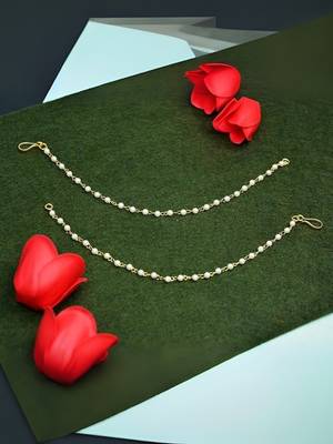 Gold plated traditional pearl hair chain/earchain accessories with hook for women girls  1