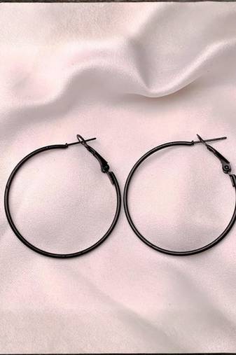 Black plated stylish latest fashion hoop earrings for women/girls 