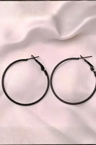 Black plated stylish latest fashion hoop earrings for women/girls 