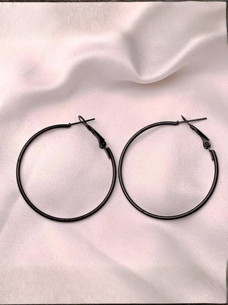 Black plated stylish latest fashion hoop earrings for women/girls 