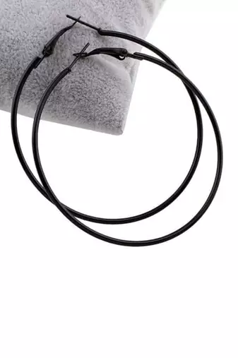 Black plated stylish latest fashion hoop earrings for women/girls 