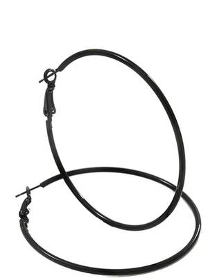 Black plated stylish latest fashion hoop earrings for women/girls  3