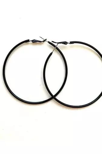 Black plated stylish latest fashion hoop earrings for women/girls 