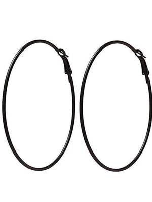 Black plated stylish latest fashion hoop earrings for women/girls  5