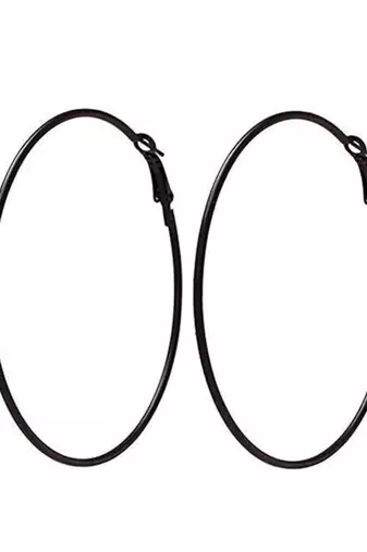 Black plated stylish latest fashion hoop earrings for women/girls 