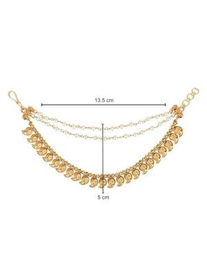 Gold plated traditional pearl layered hair chain/ear chain accessories with hook for women  4