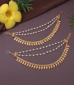 Gold plated traditional pearl layered hair chain/ear chain accessories with hook for women 