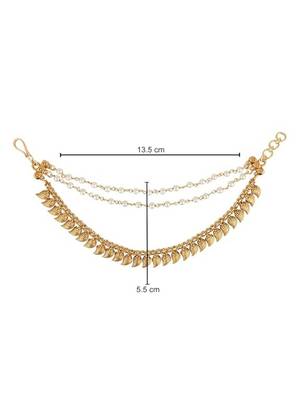 Gold plated traditional pearl layered hair chain/ear chain accessories with hook for women  4