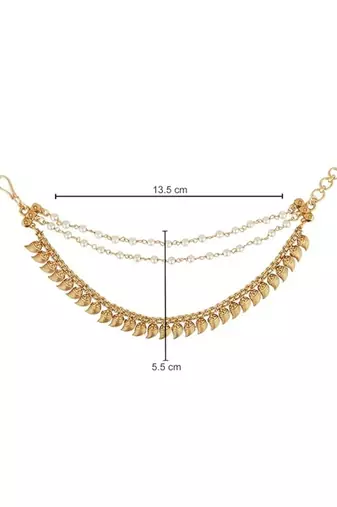 Gold plated traditional pearl layered hair chain/ear chain accessories with hook for women 