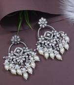 Traditional handcrafted kundan pearl chandbali dangle earrings for women 