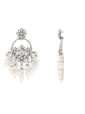 Traditional handcrafted kundan pearl chandbali dangle earrings for women  3