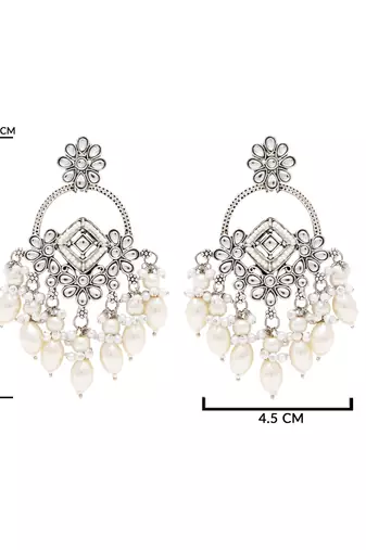 Traditional handcrafted kundan pearl chandbali dangle earrings for women 