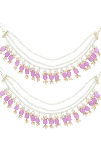 Gold plated traditional pearl layered hair chain/earchain accessories with hook for women 