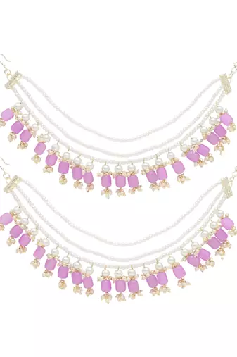 Gold plated traditional pearl layered hair chain/earchain accessories with hook for women 