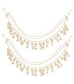 Gold plated traditional pearl layered hair chain/earchain accessories with hook for women 
