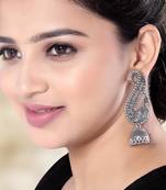 Ethnic silver oxidised jhumka earrings for women 