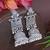 Ethnic silver oxidised afghani style dangle jhumka earrings for women 