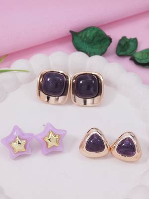 Fashion stylish trendy lightweight modern stud earrings combo set for women  1
