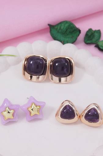 Fashion stylish trendy lightweight modern stud earrings combo set for women 