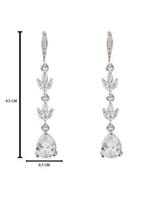 Silver plated cubic zirconia american diamond drop earrings for women  5