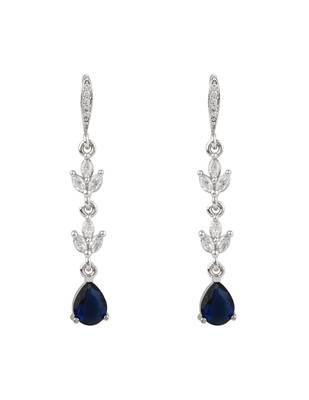 Silver plated cubic zirconia american diamond drop earrings for women  3