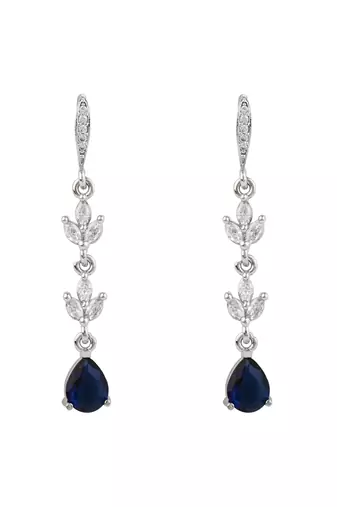 Silver plated cubic zirconia american diamond drop earrings for women 